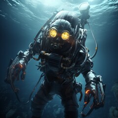 a person in a diving suit