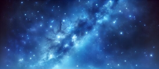 Dark blue galaxy background with stars.