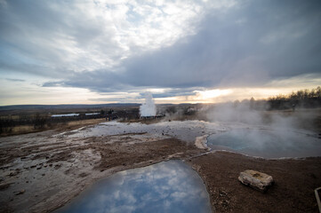 Haukadalur Valley and Strokkur  in Iceland