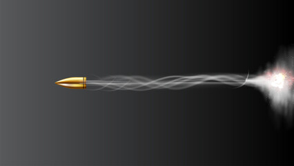 The second the bullet fired abd explodes. Bullet trajectory illustration wallpaper.  - obrazy, fototapety, plakaty