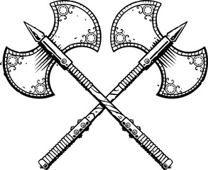 Fototapeta premium Crossed Double Edged Axes
