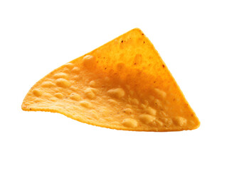 Crispy Single Nacho Chip, isolated on a transparent or white background
