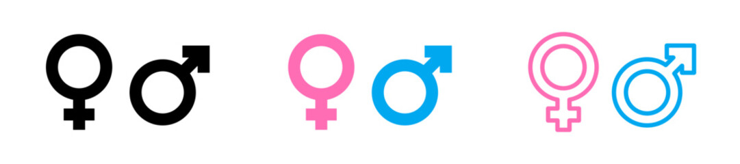 Gender symbols set. Gender vector icon. Male, female sign of gender equality icons.
