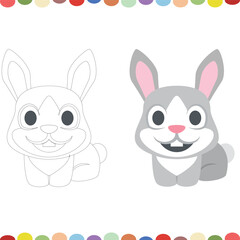 vector hand drawn flat design bunny outline