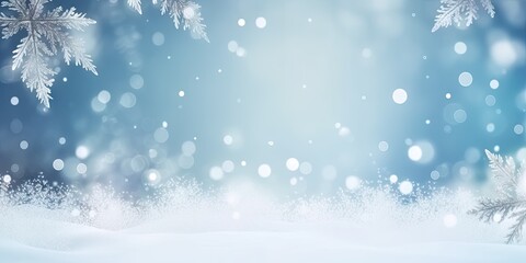 Naklejka na ściany i meble Frosty elegance. Abstract background of glistening snowflakes and ice crystals perfect for christmas greeting card or winter celebration