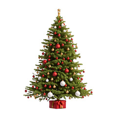 3d green christmas tree decoration with transparent background
