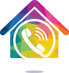 Home Telephone logo template design. Telephone logo with modern frame vector design.