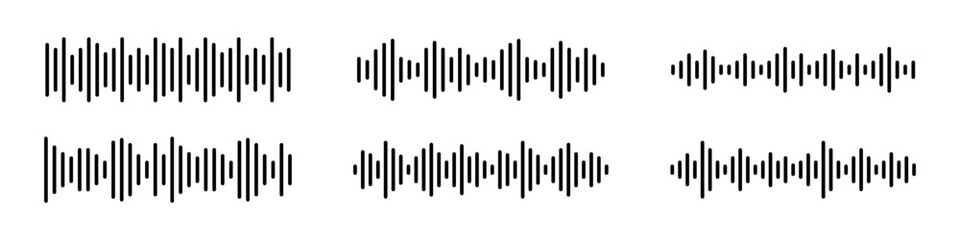 Sound waves collection. Abstract music waves. Tune equalizer. Soundwaves rhythm icons.