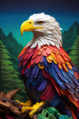 Fototapeta premium Colorful papercraft eagle