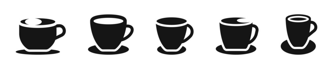 Coffee cup icon set. Cup silhouette collection. Hot drink icons