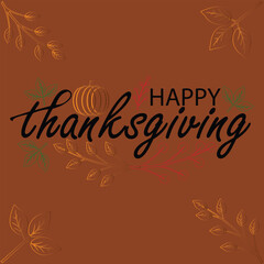 Obraz premium Happy thanksgiving day. Vector banner, greeting card with text Happy thanksgiving day