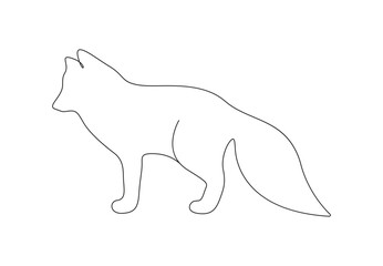 Simple cute fox continuous one line drawing. Isolated on white background vector illustration. Pro vector. 