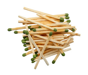 A bunch of matches on a white background. View from above. Matches isolate