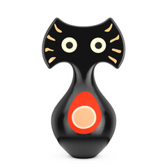 Black Wooden Abstract African Design Monkey or Orangoutang Face Statuette. 3d Rendering