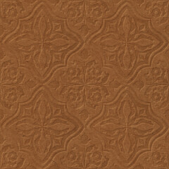 Brown cardboard background with an embossed floral pattern. Eco friendly packaging in elegance feminine style.  - obrazy, fototapety, plakaty