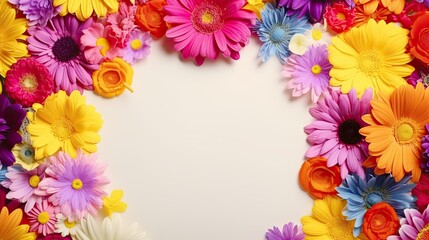 the frame of colorful flowers