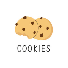 Doodle illustration of cookies with chocolate. American style sweet snack.