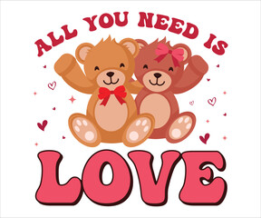 All You Need Is Love Retro Valentines T-Shirt, Cute Valentines T-Shirt, Heart T-Shirt, Groovy Valentine Shirt, Valentines Day, Mini Valentine, kids Valentine, Cut File For Cricut And Silhouette