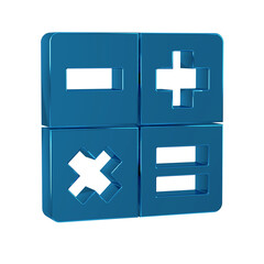 Fototapeta premium Blue Calculator icon isolated on transparent background. Accounting symbol. Business calculations mathematics education and finance.