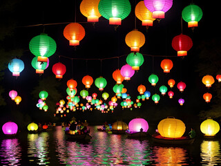 Enchanted Skylights: Whimsical Lantern Festival in the Magical Realm, Generative AI