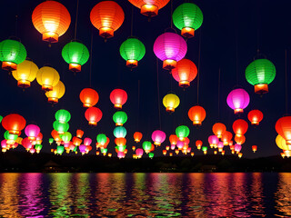 Enchanted Skylights: Whimsical Lantern Festival in the Magical Realm, Generative AI