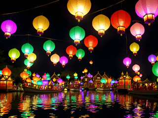 Enchanted Skylights: Whimsical Lantern Festival in the Magical Realm, Generative AI