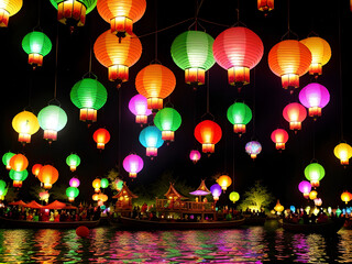 Enchanted Skylights: Whimsical Lantern Festival in the Magical Realm, Generative AI