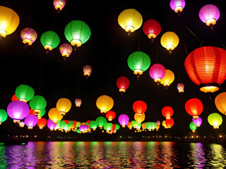 Enchanted Skylights: Whimsical Lantern Festival in the Magical Realm, Generative AI