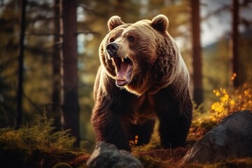Fototapeta premium brown bear in the woods