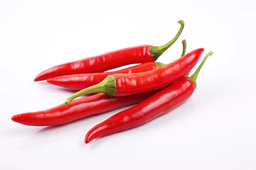 Fotobehang Red Chili Pepper on White Background © Maqsudxon