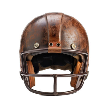 Classic Leather Football Helmet. Isolated on a Transparent Background. Cutout PNG.