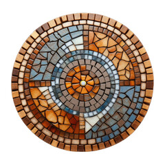 Decorative Mosaic Tile Piece. Isolated on a Transparent Background. Cutout PNG.