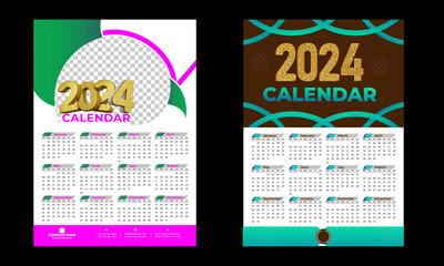 Wall Calendar 2024, Wall calendar design template for 2024, minimalist, clean, and elegant design Calendar for 2024,2024wall calendar template design.