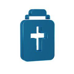 Blue Funeral urn icon isolated on transparent background. Cremation and burial containers, columbarium vases, jars and pots with ashes.