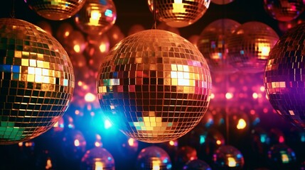 disco ball with lights - obrazy, fototapety, plakaty