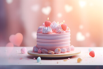 Beautiful cakes on a light boke background. Wedding cake. Birthday cake. Valentine's Day cake.