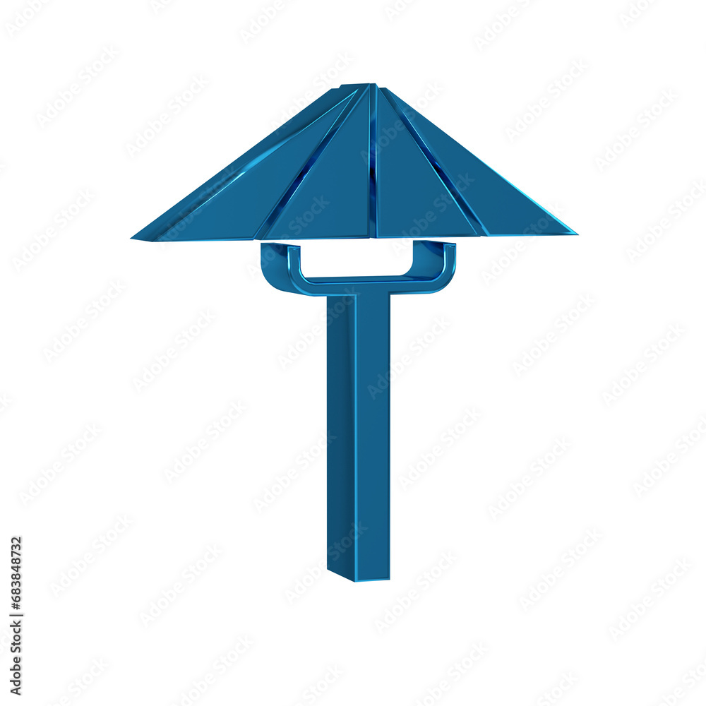 Poster blue traditional japanese umbrella from the sun icon isolated on transparent background.