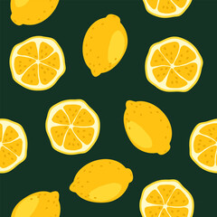 bright yellow lemons scattered across a seamless background. citrus pattern with lemons.