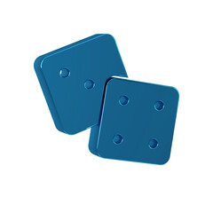 Blue Game dice icon isolated on transparent background. Casino gambling.