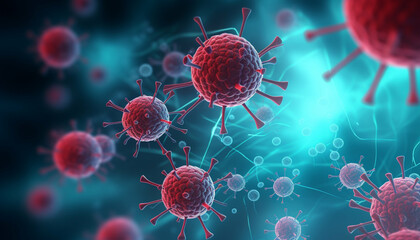 3d icon viral cell bacterium - obrazy, fototapety, plakaty