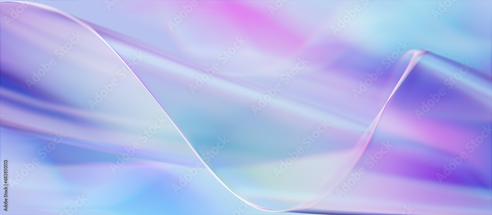 Sticker 3d liquid glass multicolored gradient abstract background. 3d rendering holographic spectrum plastic