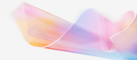 Glass abstract wave, floating liquid design element, caustic gradient wavy shape 3d rendering - 683850561