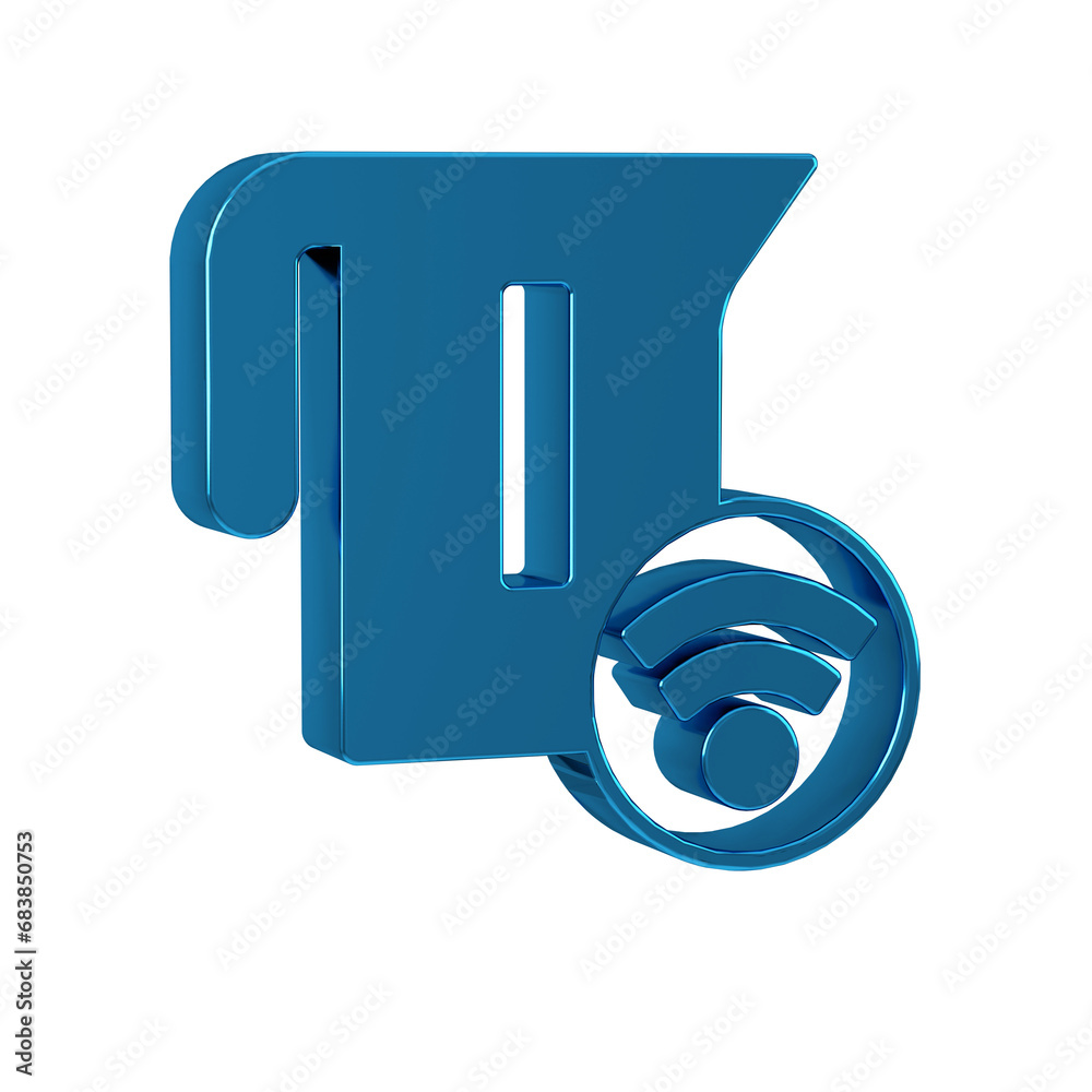 Wall mural Blue Smart electric kettle system icon isolated on transparent background. Teapot icon. Internet of things concept with wireless connection.