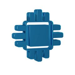 Obraz premium Blue Computer processor with microcircuits CPU icon isolated on transparent background. Chip or cpu with circuit board. Micro processor.