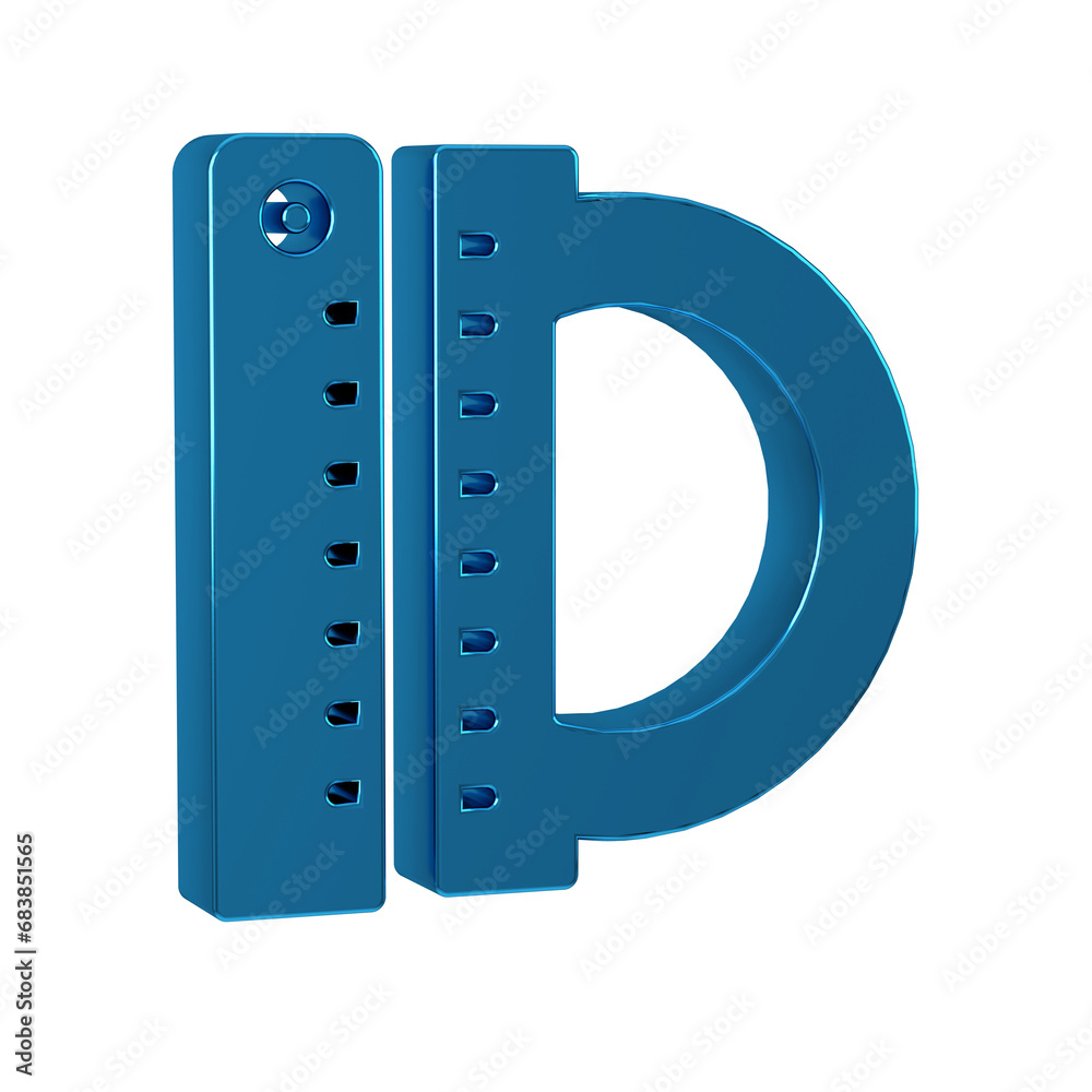 Poster blue protractor grid for measuring degrees icon isolated on transparent background. tilt angle meter