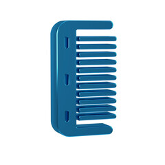 Blue Hairbrush icon isolated on transparent background. Comb hair sign. Barber symbol.