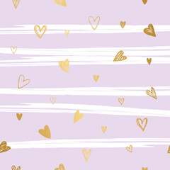 Background with golden hearts, decorative template