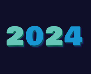 Happy New Year 2024 Abstract Blue Graphic Design Vector Logo Symbol Illustration