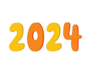 Happy New Year 2024 Abstract Orange And Yellow Graphic Design Vector Logo Symbol Illustration