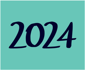 Happy New Year 2024 Abstract Blue Graphic Design Vector Logo Symbol Illustration With Cyan Background